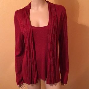NEW Charter Club Metallic Red Sweater One-Piece Sweater Set Sz Large